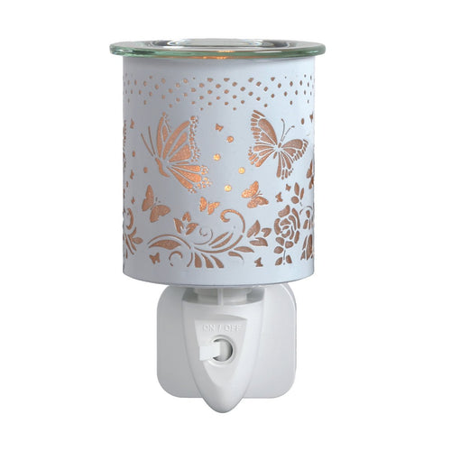 Wax Melt Burner Plug-in - White/Gold Butterfly - Olfactory Candles